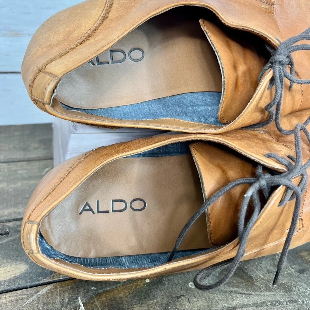 Aldo Men’s Tan Leather Derby Shoes